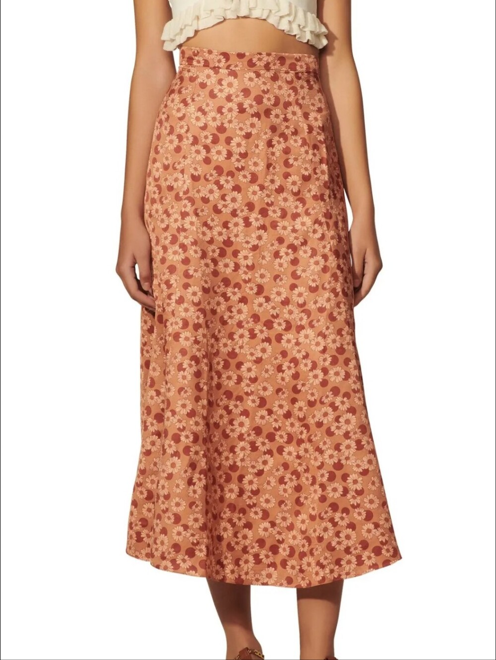 Sandro Pascaline Floral And Polka Dot Gathered Midi Skirt